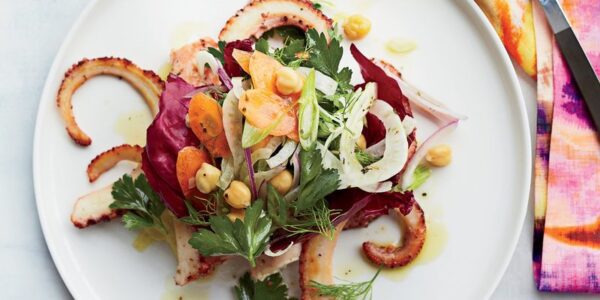Pan-seared octopus with italian vegetable salad