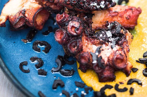 Fried Octopus, Olives & Mandarin