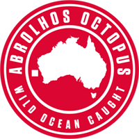 Red and White Abrolhos Octopus Wild Ocean Caught Logo